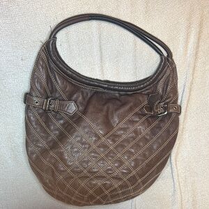 Kenneth Cole New York Quilted Brown Circle Hobo Bag